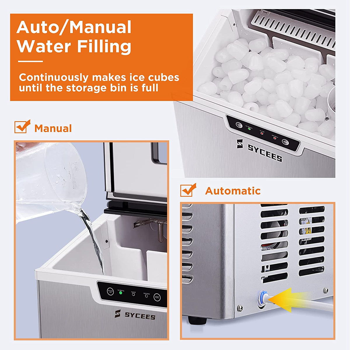 2-in-1 Countertop Ice Maker Machine & Ice Shaver - 44lbs/Day, 18