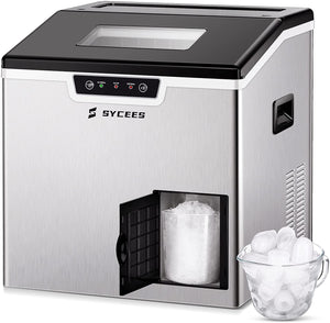 2-in-1 Countertop Ice Maker Machine & Ice Shaver - 44lbs/Day, 18 Ice Cubes in 11 Mins, Automatic/Manual Water Filling with Water Filter, Basket and Scoop, Stainless Steel, ETL Listed