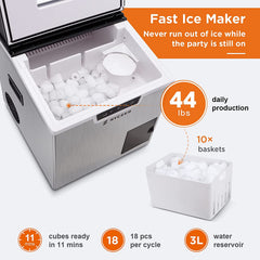 2-in-1 Countertop Ice Maker Machine & Ice Shaver - 44lbs/Day, 18